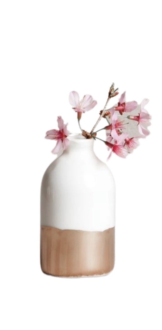 Two tone hand painted bud vase white and gold