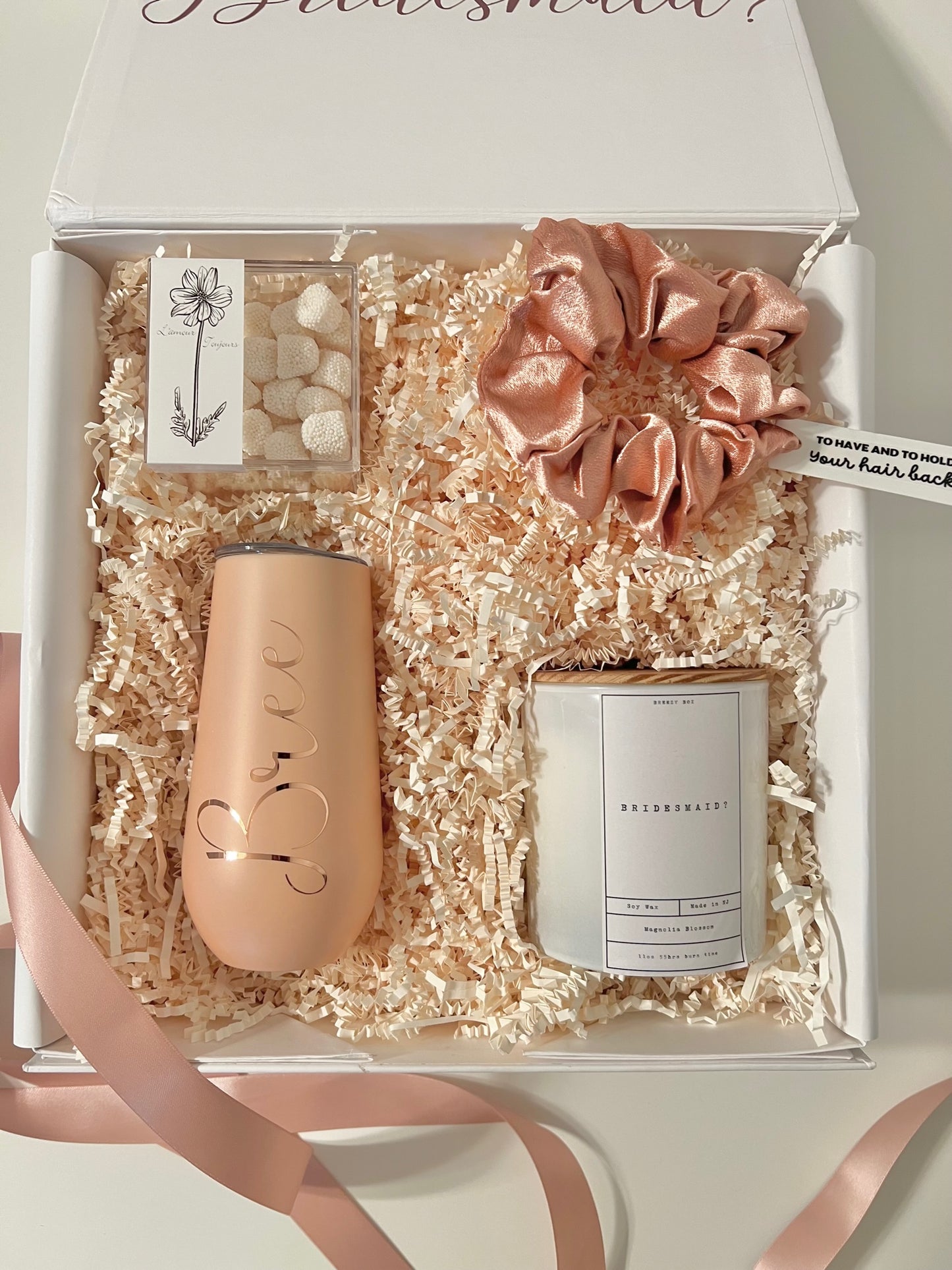 Bridesmaid Proposal Box Champagne Flute Tumbler and hanger